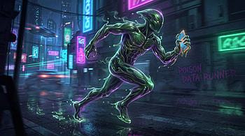 Neon Data Runner —, Cyborg, Cyberpunk HD wallpaper