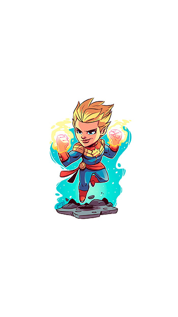 Captain Marvel , Chibi minimalism, Marvel heroes, Comics HD phone wallpaper