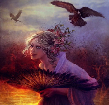Flame bird witch, flame witch, flame, witch HD wallpaper