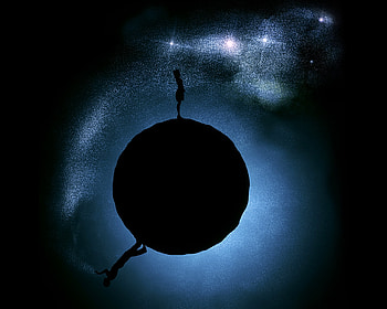 Art, Stars, Couple, Pair, Silhouettes, Planet, Relations, Affection, Attachment HD wallpaper