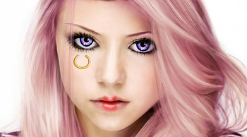 Jewelry Bonney, one piece, white background, girl, pink hair, purple eyes, bonney jewelry, anime, face, realistic, female, bonney HD wallpaper