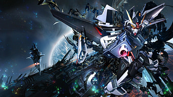 Strike Noir Gundam, gundam seed stargazer, anime, planet, mecha, space, gun HD wallpaper