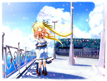 Friends Forever, tears, fate, ponytail, anime, mahou shoujo lyrical nanoha, girls, blonde hair, nanoha, friends HD wallpaper