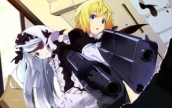 Infinite Stratos, charlotte dunois, guns, laura bodewingns HD wallpaper