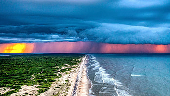 Stormy Sunset, Wild Horses Beach, North Carolina, sea, landscape, clouds, colors, sky, usa HD wallpaper