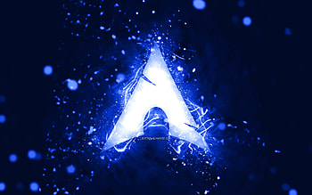 Arch Linux dark blue logo, , dark blue neon lights, creative, dark blue abstract background, Arch Linux logo, Linux, Arch Linux HD wallpaper