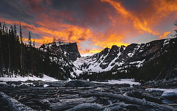 Dream lake, Colorado, colors, sky, mountains, sunset, clouds HD wallpaper