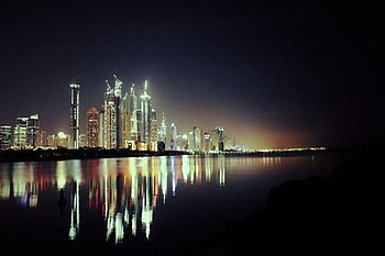 dubai night view, landscape, dubai HD wallpaper