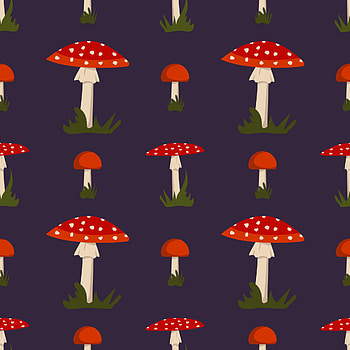 Seamless pattern, Amanita mushroom, Red hat, Bright fly agaric HD phone wallpaper