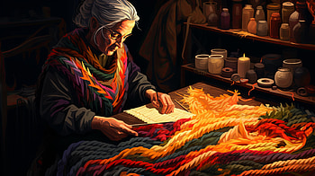AI-Generated Artistic Grandmother Weaving Tapestry, AI Art, woman, Grandmother, knitting HD wallpaper