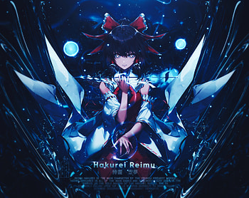 Hakurei Reimu, magic, touhou project, electric blue, art, miko, shrine maiden, anime art, anime HD wallpaper