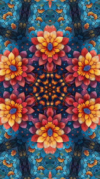 Vibrant Floral Kaleidoscope, kaleidoscope HD phone wallpaper