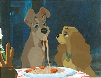 Lady and the Tramp, Animation art cel, Bella Notte scene, Disney animation studio HD wallpaper