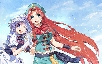 Hong Meiling & Sakuya Izayoi, anime, pretty, touhou, girls, Hong Meiling, long hair, Sakuya Izayoi, friends HD wallpaper