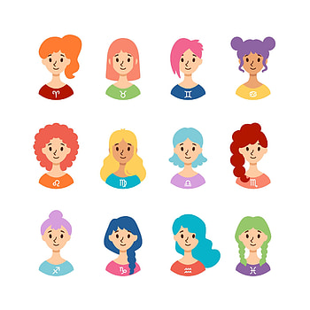 Astrological signs, Women collection, Zodiac icons, Flat style HD phone wallpaper