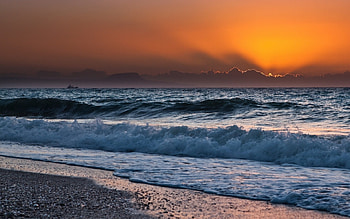 Landscape, Sunset, Sea HD wallpaper