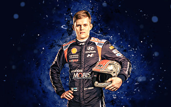 Ott Tanak, , blue neon lights, estonian rally driver, WRC, Hyundai Motorsport, FIA World Rally Championship, rally drivers, Ott Tanak , Ott Tanak Hyundai Motorsport HD wallpaper