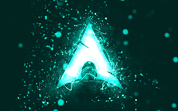 Manjaro turquoise logo, , turquoise neon lights, Linux, creative, turquoise abstract background, Manjaro logo, OS, Manjaro HD wallpaper