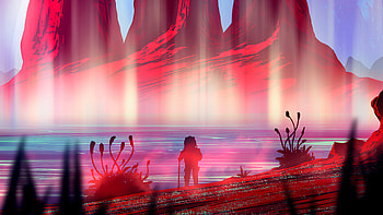 Hiking To The Aurora, artist, artwork, digital-art, artstation HD wallpaper