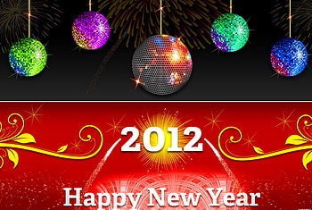 2012, lights, red, sparkle, balls, gold, new year, celebration HD wallpaper