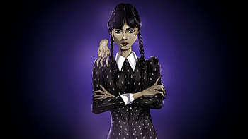 Wednesday Addams With Thing, wednesday, netflix, tv-shows, jenna-ortega, artist, artwork, digital-art, artstation HD wallpaper