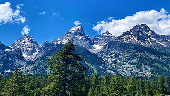Grand Tetons National Park, trees, clouds, sky, usa, wyoming HD wallpaper