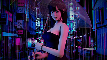 Honey select studio, video game, rain, umbrella HD wallpaper