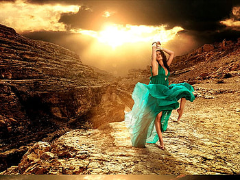 CANYON AND BEAUTY, touquise, canyon, nature, sunset, beauty, female HD wallpaper
