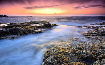 Nature, Stones, Sea, Fog, Reefs HD wallpaper