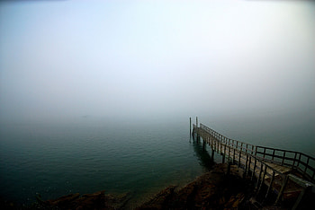 Nature, Lake, Pier, Fog, Descent, Unknown, Obscurity HD wallpaper