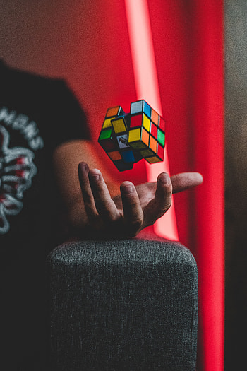 Hand, Miscellanea, Miscellaneous, Multicolored, Motley, Levitation, Rubik's Cube HD phone wallpaper