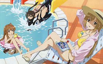 Fun in pool, minami-ke, anime, pool, kana, chiaki HD wallpaper