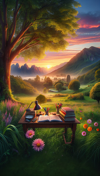 Serene Study Scene - Exam Preparation, nature, landscape, desk, book HD phone wallpaper