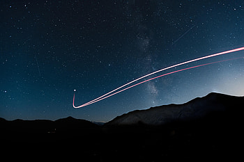 Mountains, Stars, Night, Dark, Starry Sky, Glow, Line HD wallpaper
