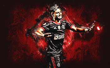 Andreas Pereira, Flamengo, Brazilian footballer, portrait, red stone background, football, CR Flamengo, Brazil HD wallpaper