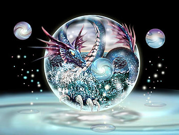 captured, dragon, capture, fantasy, bubbles HD wallpaper