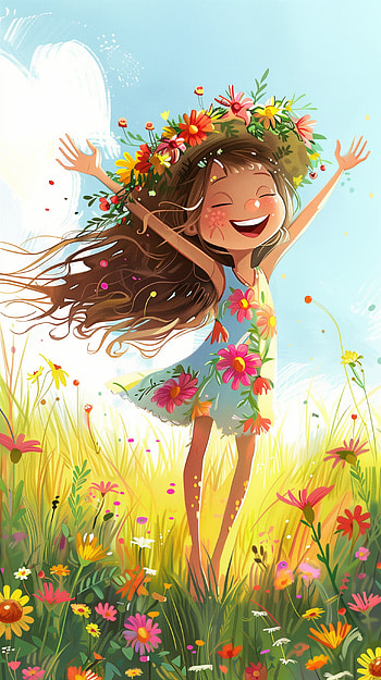 Joyful Summer Bliss in Floral Dress, floral dress, summer dress, smiling HD phone wallpaper