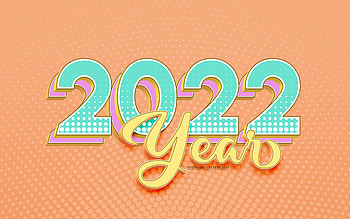 2022 New Year, , orange retro background, Happy New Year 2022, retro art, 2022 concepts, 2022 retro background, New 2022 Year HD wallpaper