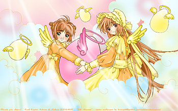 clamp, brown eyes, clamp green eyes, sakura, brown hair, kobato HD wallpaper