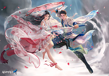 Fantasy couple, superb, seunghee lee, frumusete, fantasy, man, couple, parasol, girl, gorgeous HD wallpaper