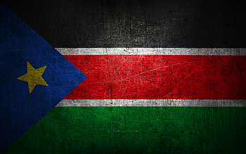 South Sudanese metal flag, grunge art, African countries, Day of South Sudan, national symbols, South Sudan flag, metal flags, Flag of South Sudan, Africa, South Sudanese flag, South Sudan HD wallpaper