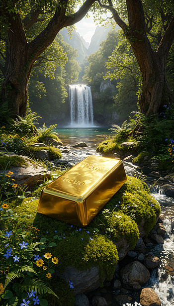 Enchanted Gold Ingot — Waterfall HD phone wallpaper