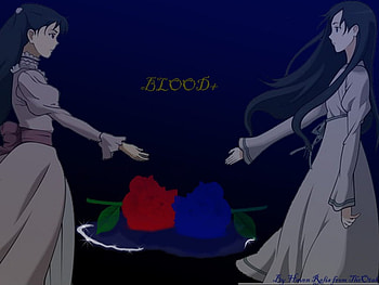 sister vs. sister, blue, blood, red HD wallpaper