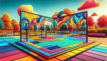 Colorful Abstract Basketball Court, Basketball court, colorful art, Playground HD wallpaper