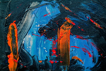 Dynamic abstract painting with bold colors and textures in acrylic on canvas. HD wallpaper