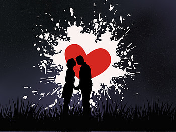 Love, Couple, Pair, Silhouettes, Heart, Kiss HD wallpaper