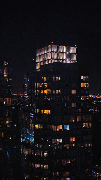 Windows, Architecture, Building, Dark, Night City HD phone wallpaper