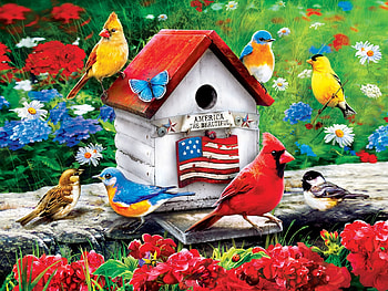 An American Birdhouse, butterflies, flowers, birds, painting HD wallpaper