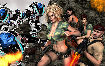 Hold the Line, military, girl, 3d, female HD wallpaper