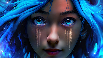 Luna, girl, woman, blue, digital, fantasy, artistic HD wallpaper